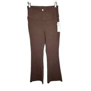 NEW Yogalicious Lux Madison Flare Yoga Athletic Pants Brown Sz L Jr